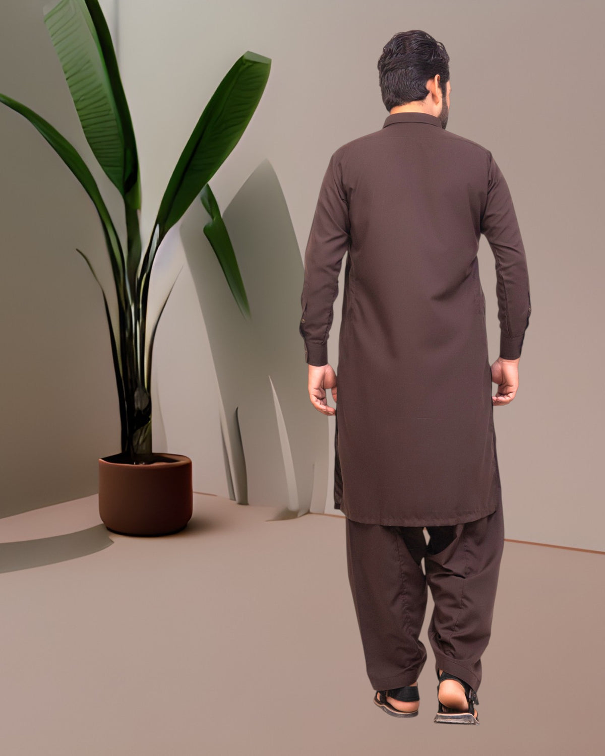 Dark Brown Wash n Wear Shalwar Kameez