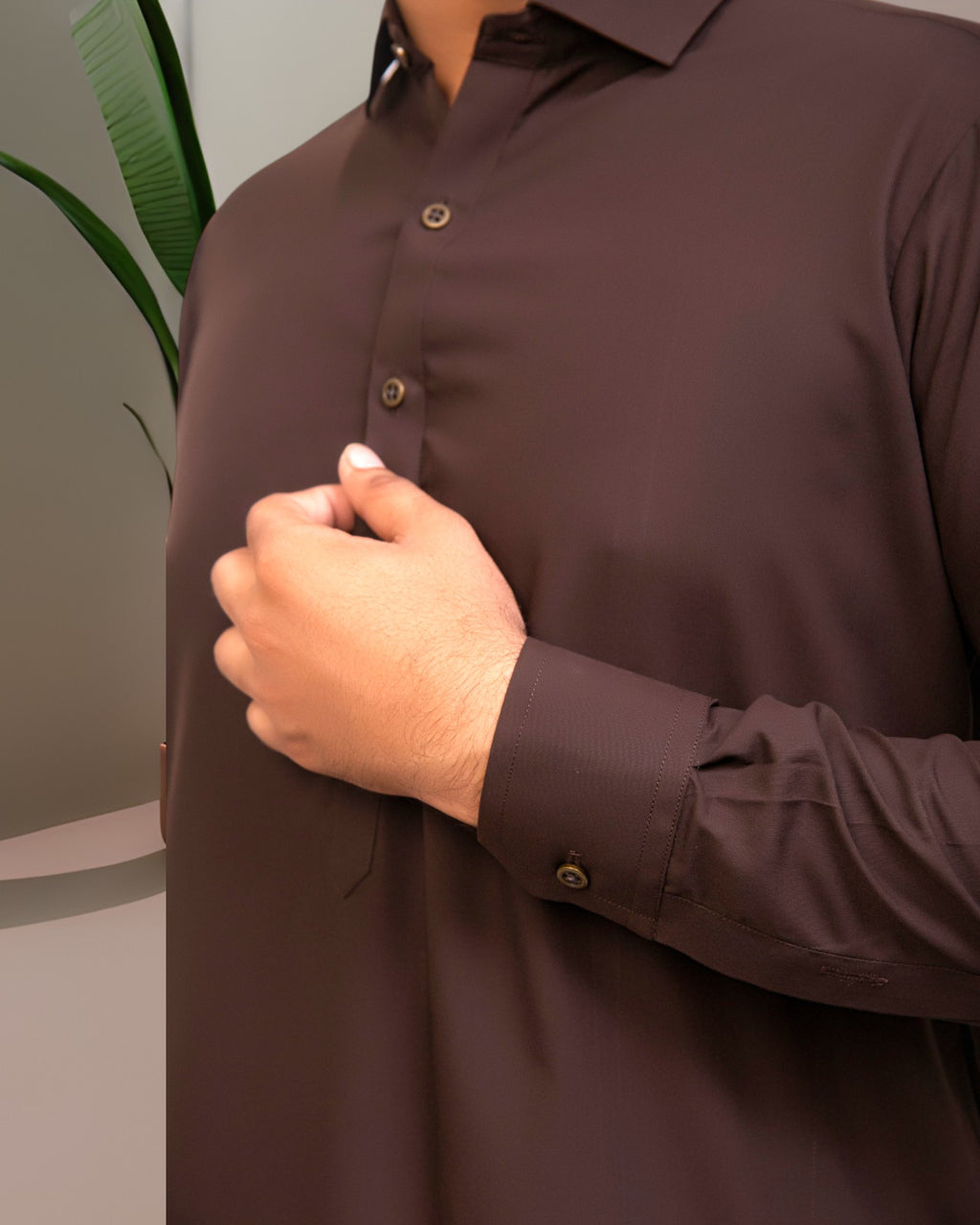 Dark Brown Wash n Wear Shalwar Kameez