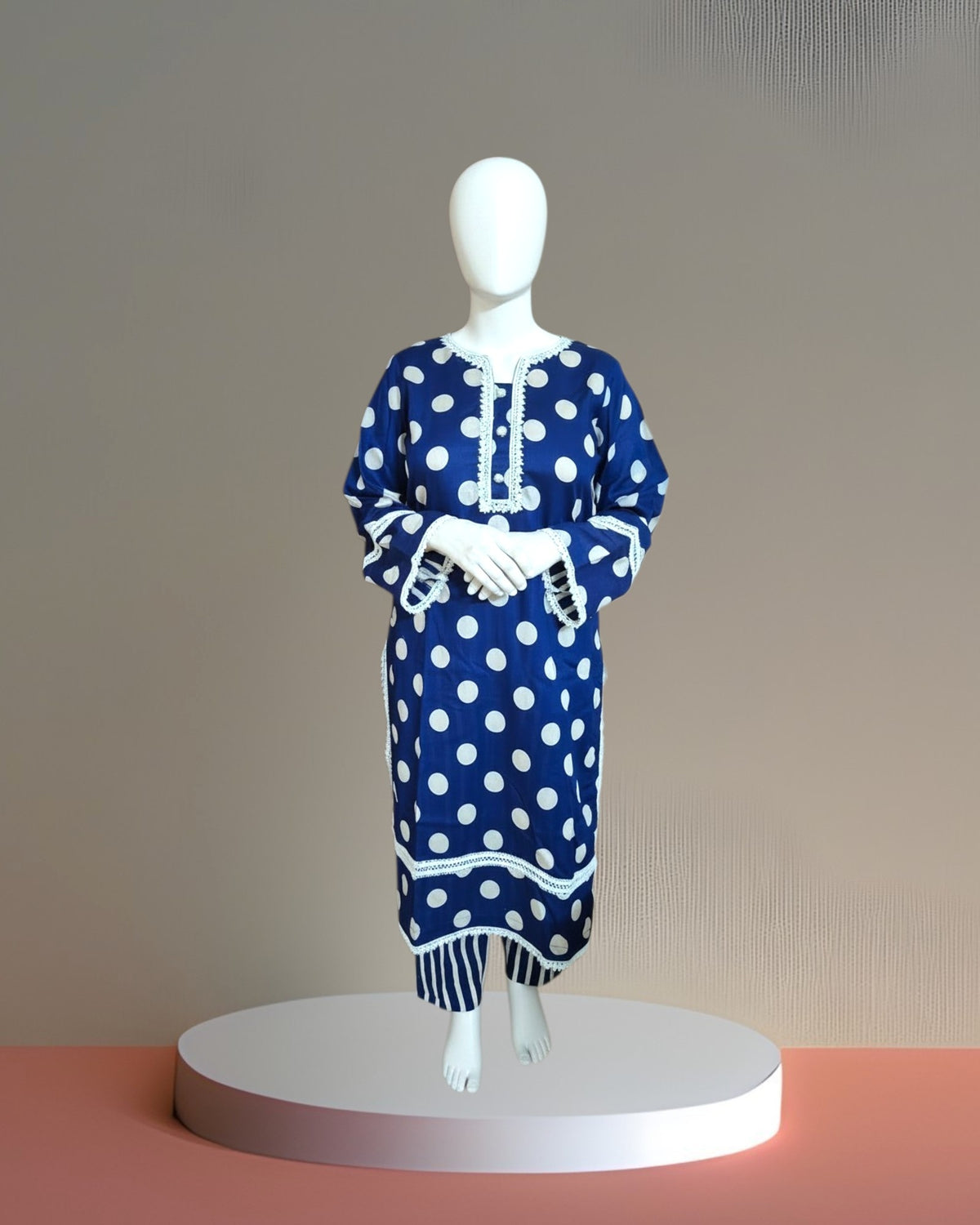 Navy Blue Polka Dot Dress