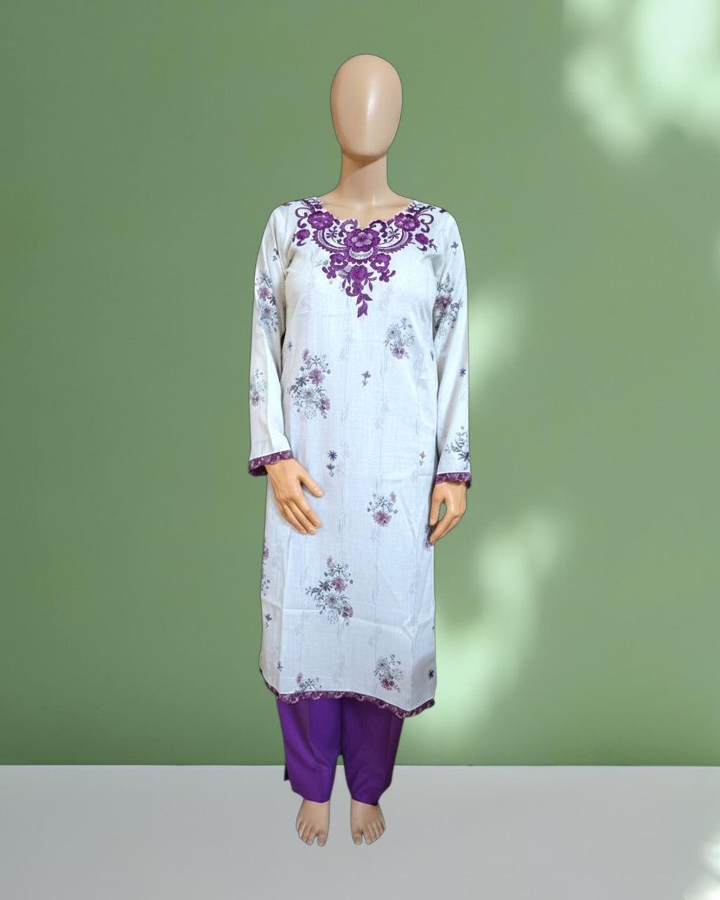 Purple Floral Embroidered Dress
