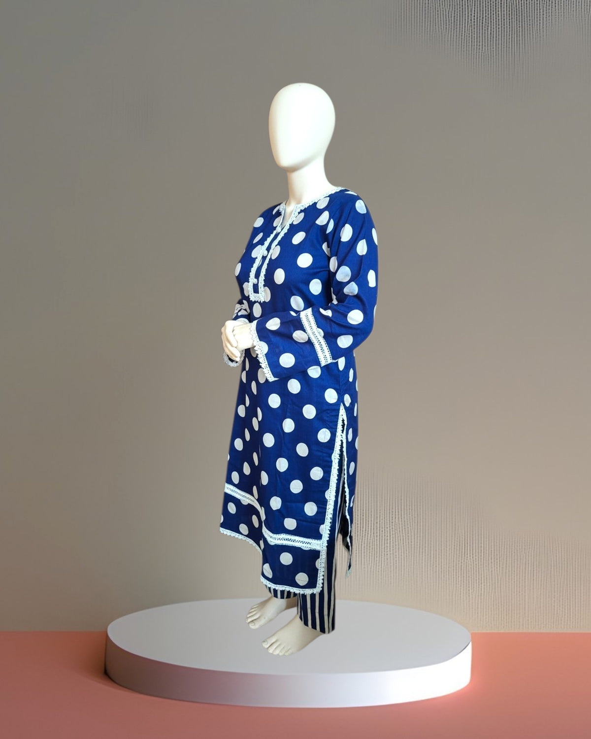 Navy Blue Polka Dot Dress