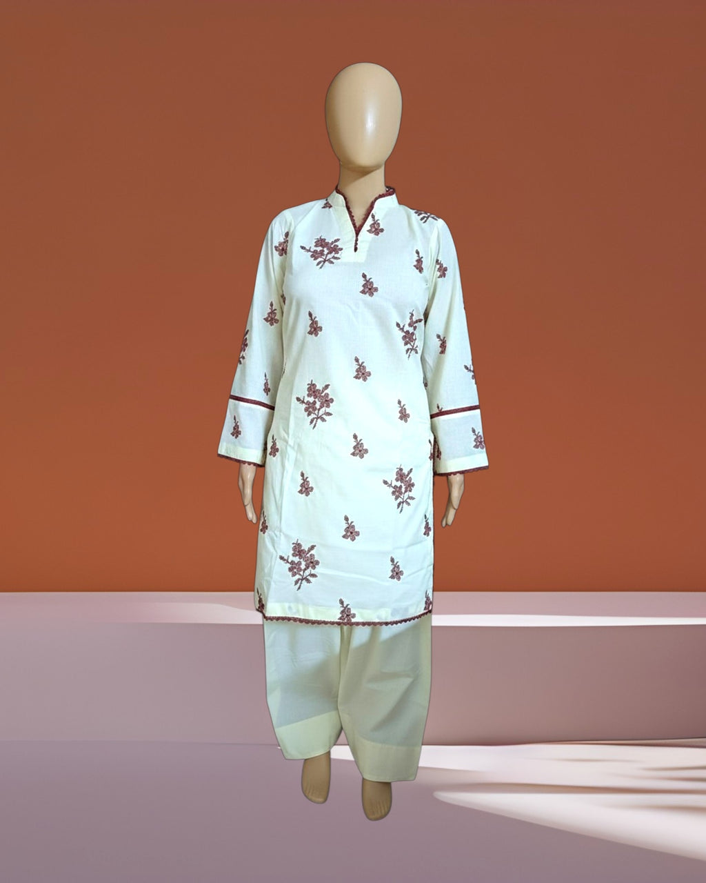Off White Embroidered Dress