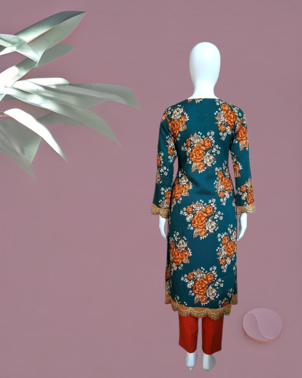 Teal Floral Printed Dress