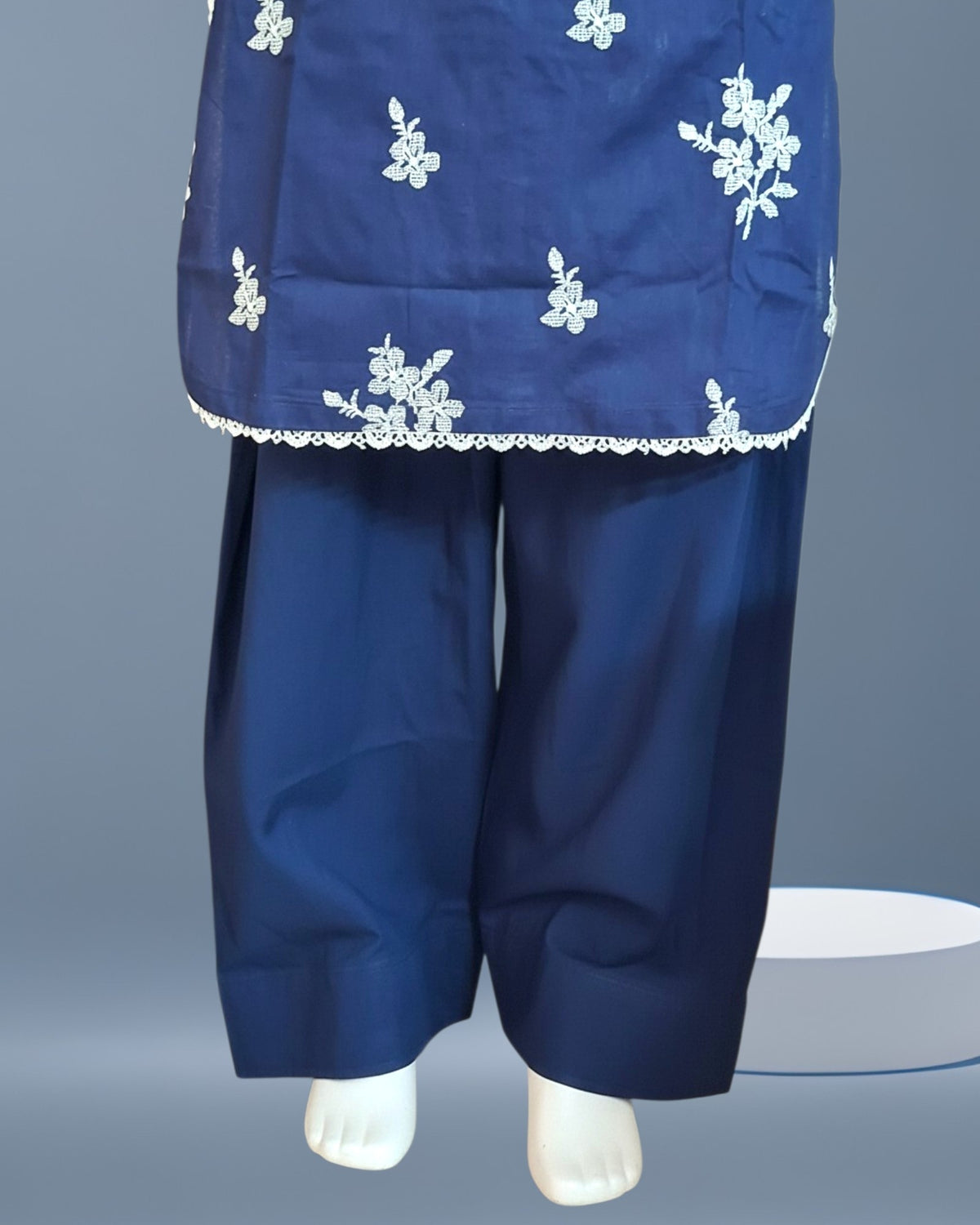 Navy Blue Embroidered Dress