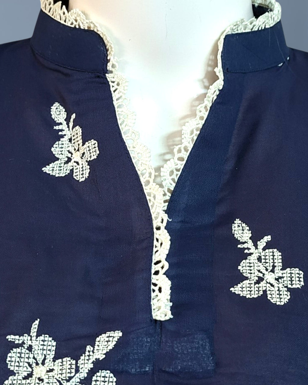 Navy Blue Embroidered Dress