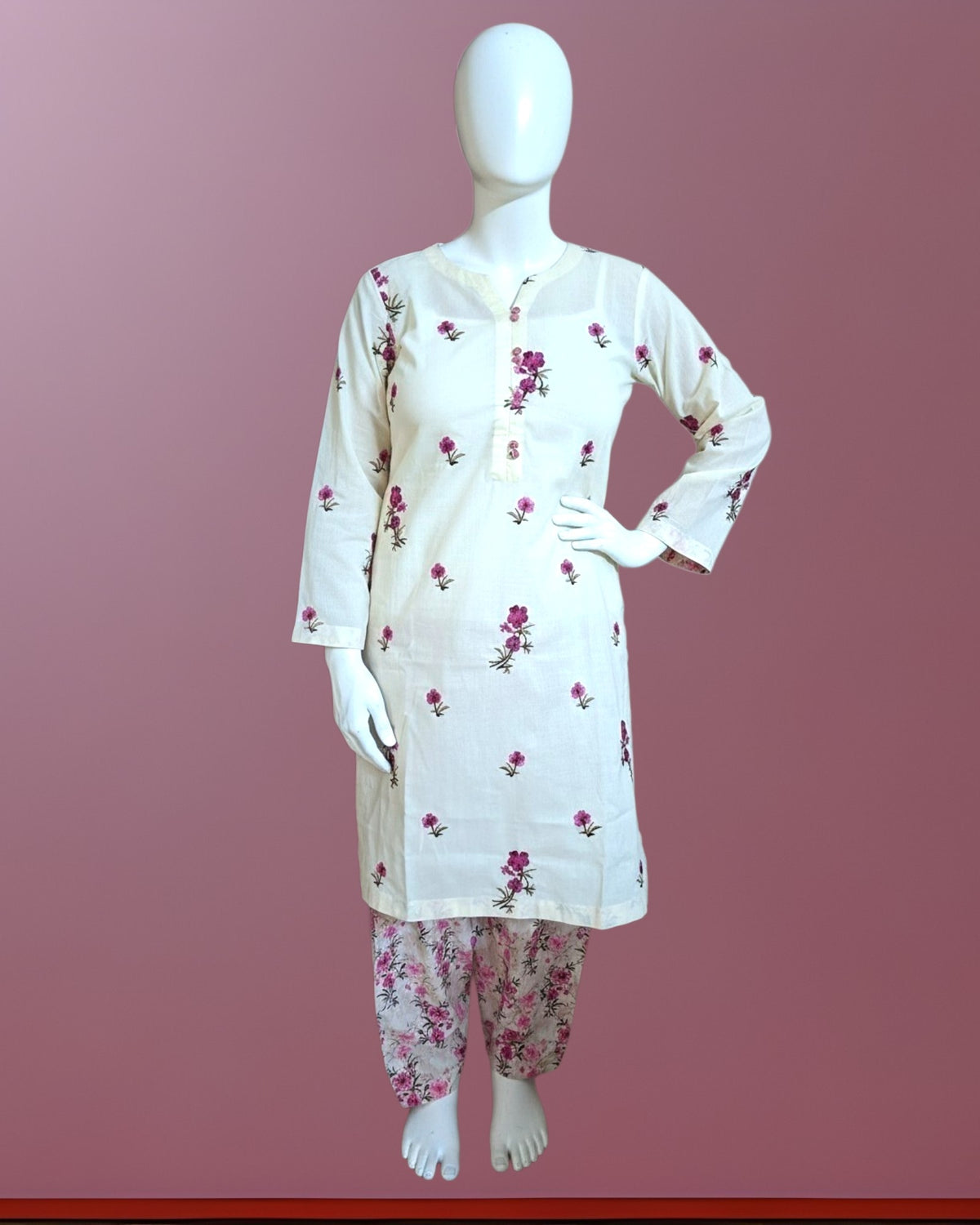 Ivory Floral Embroidered Dress