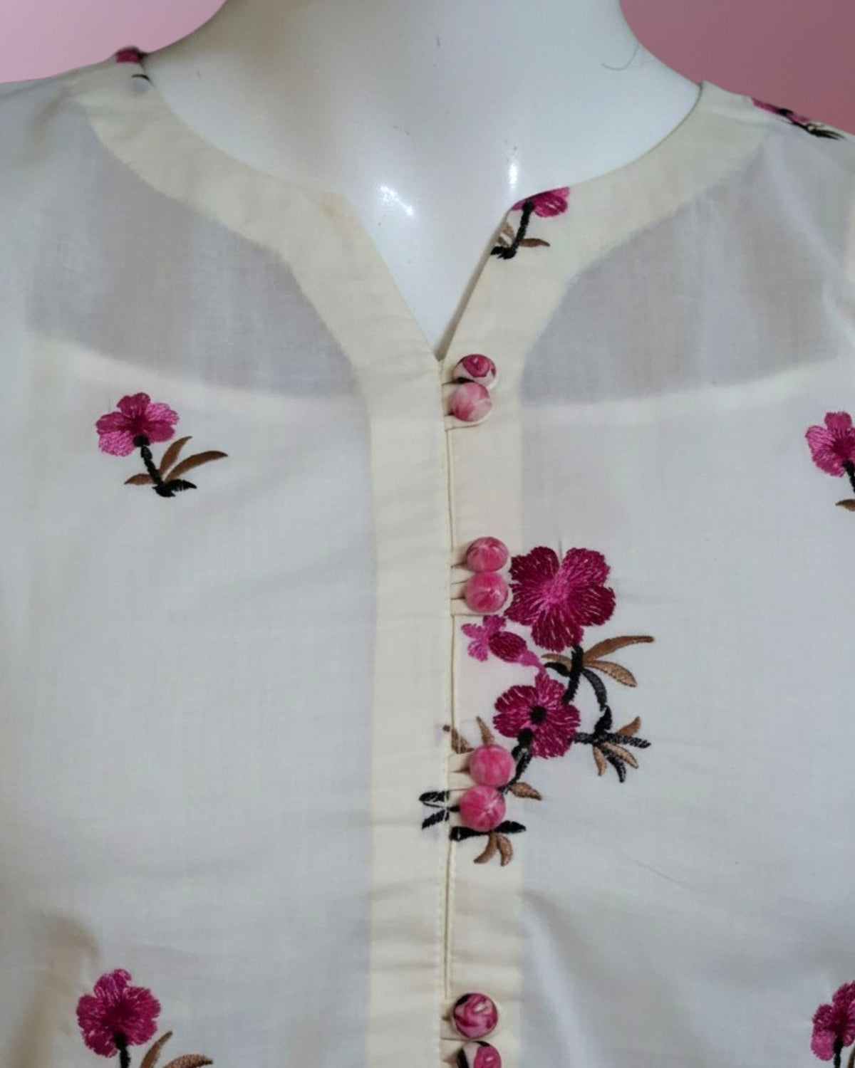 Ivory Floral Embroidered Dress