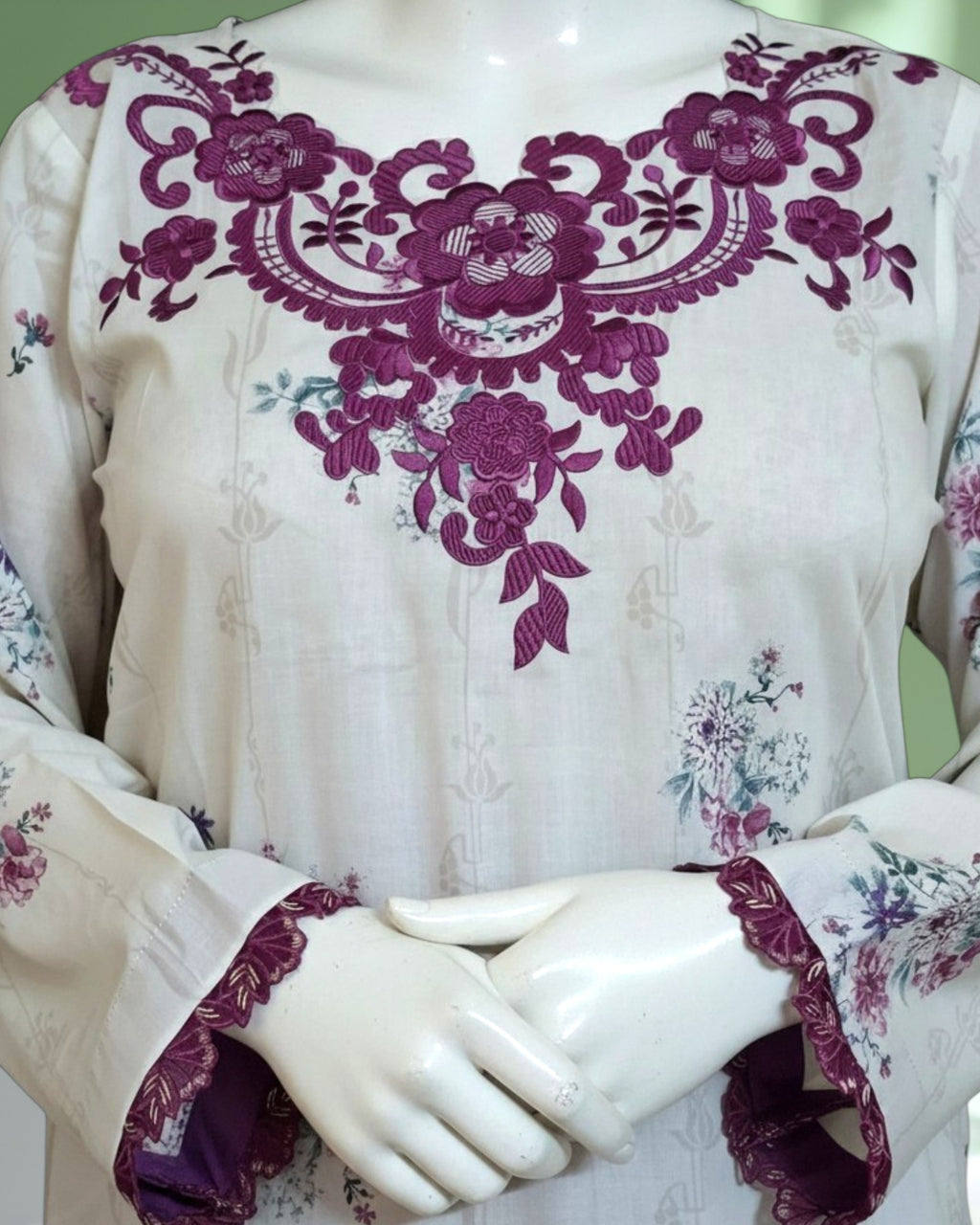 Purple Floral Embroidered Dress