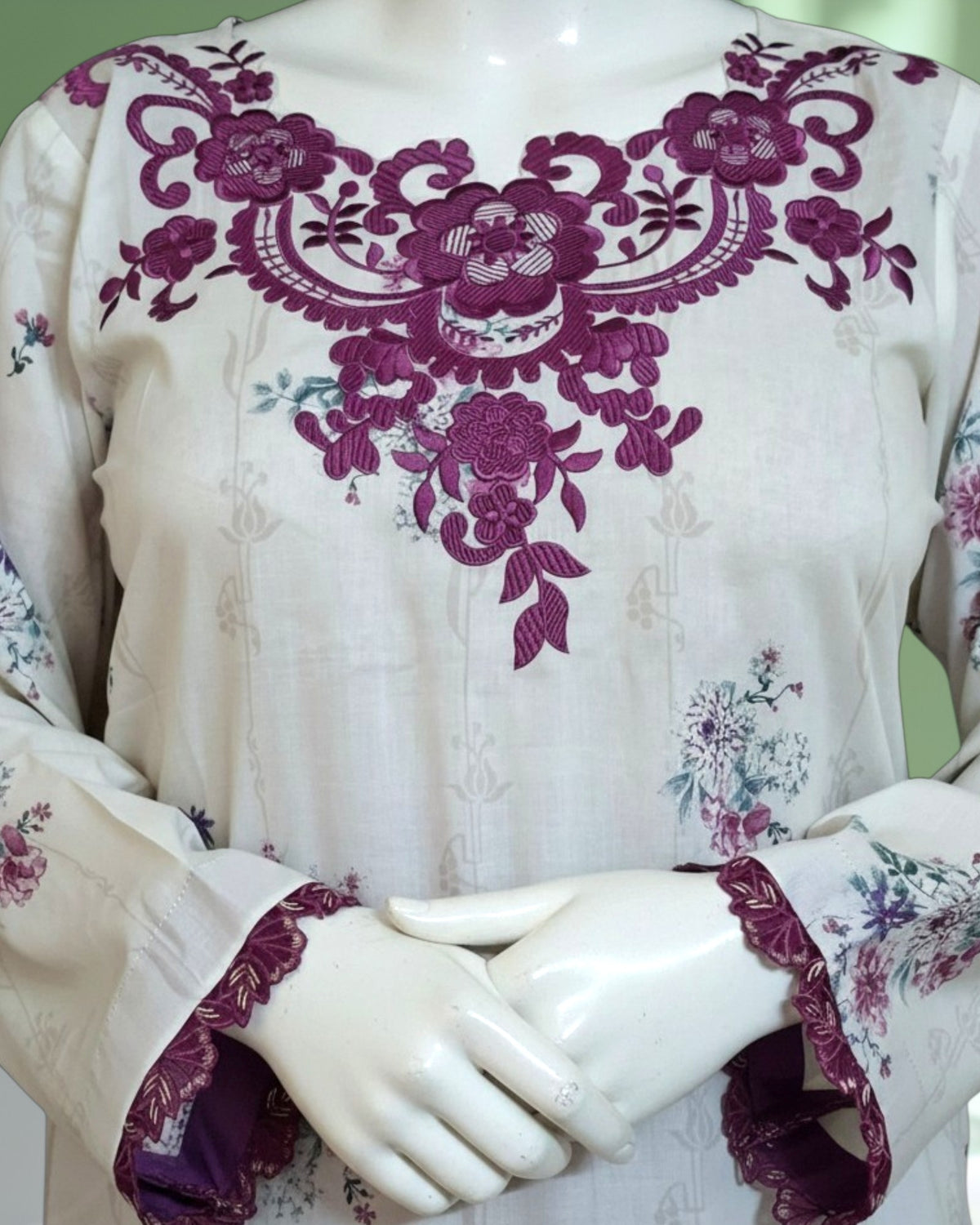 Purple Floral Embroidered Dress