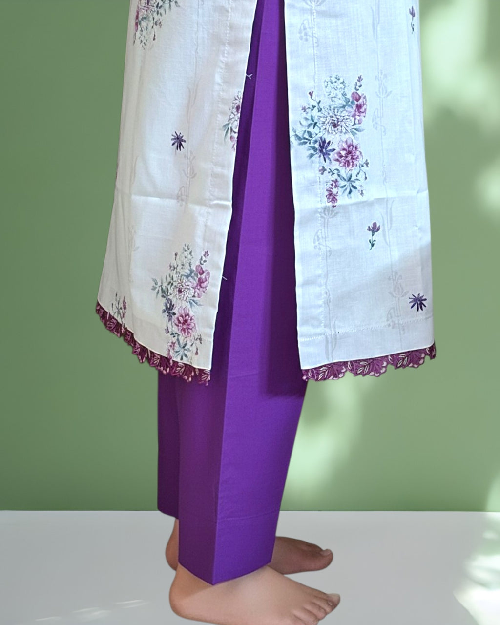 Purple Floral Embroidered Dress