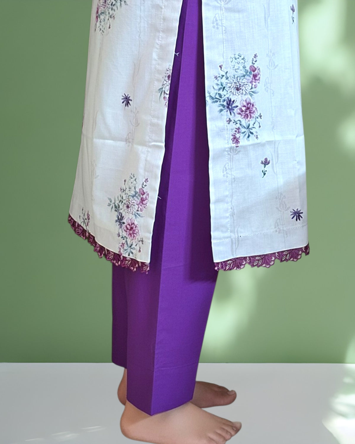 Purple Floral Embroidered Dress