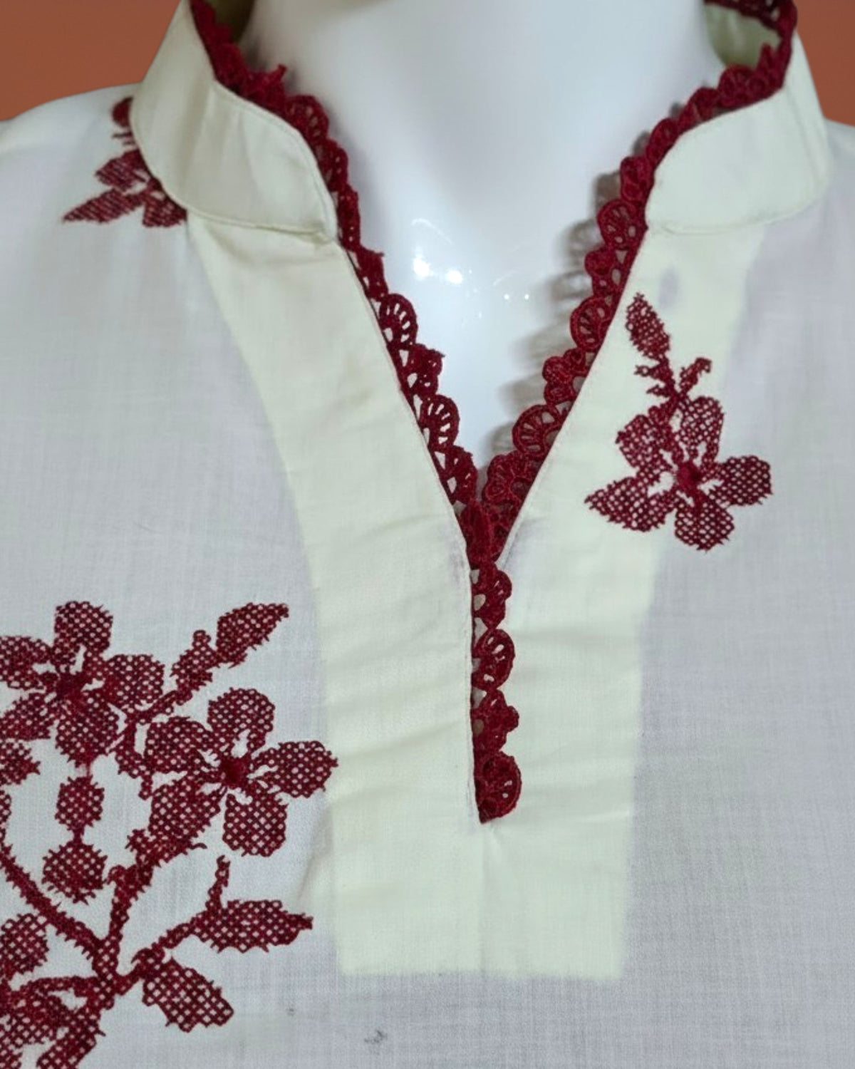 Off White Embroidered Dress